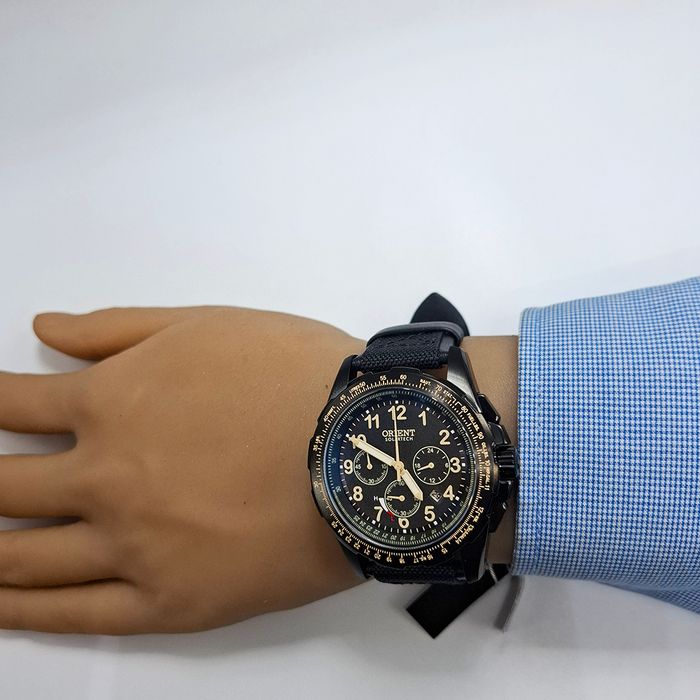 Relógio ORIENT ST Elite Air Solartech preto MPSNC007 P2PX - aconfianca